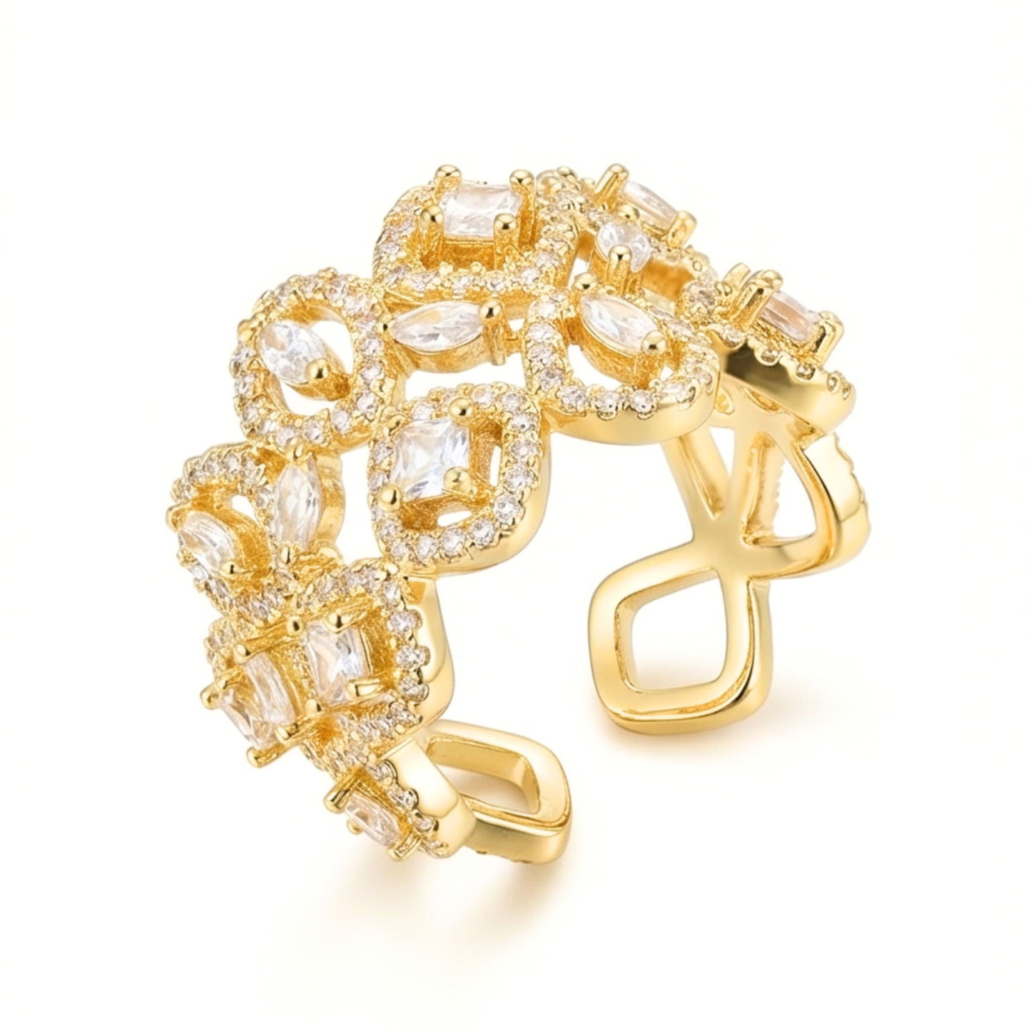 18K Gold-Plated Zircon Inlay ring