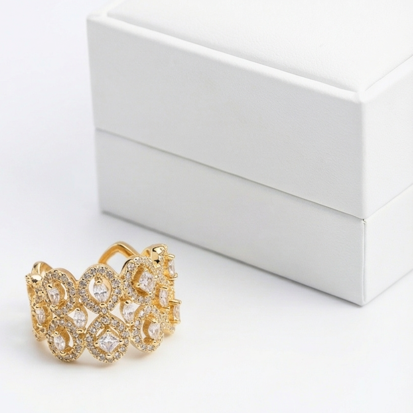 18K Gold-Plated Zircon Inlay ring
