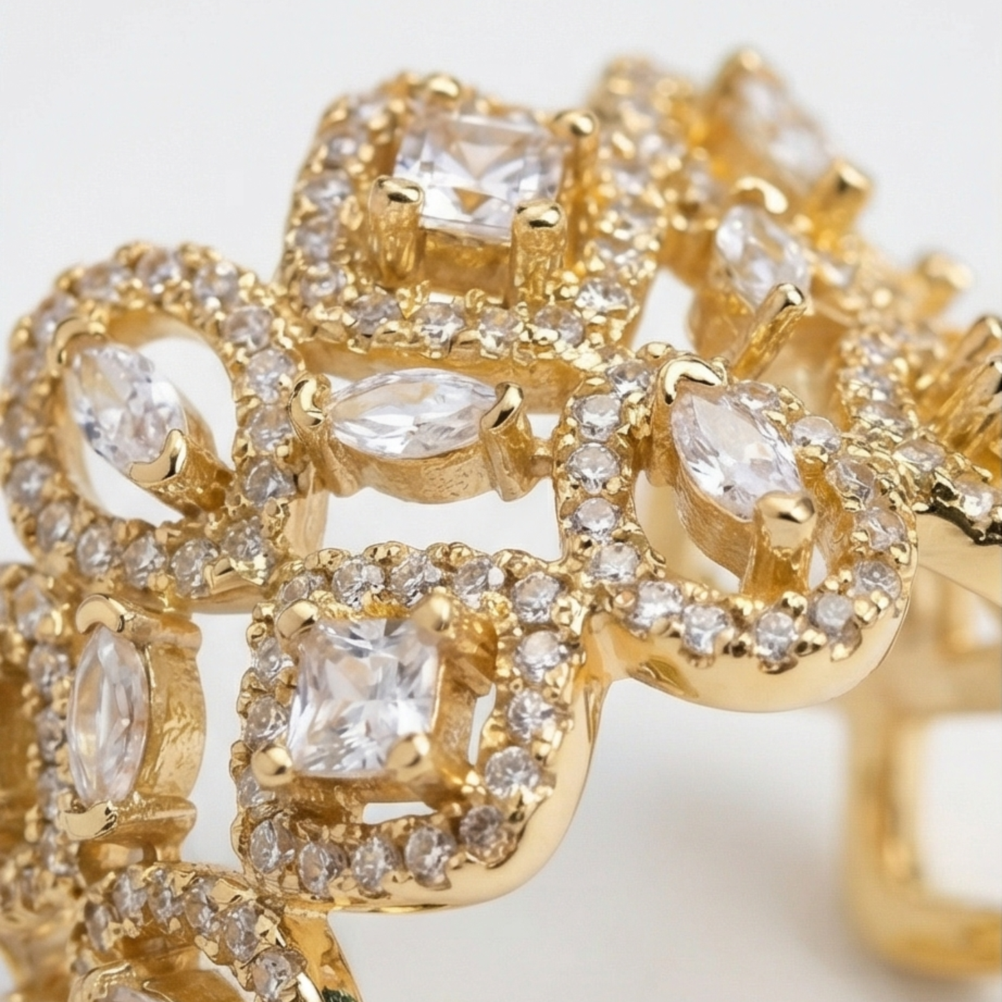 18K Gold-Plated Zircon Inlay ring
