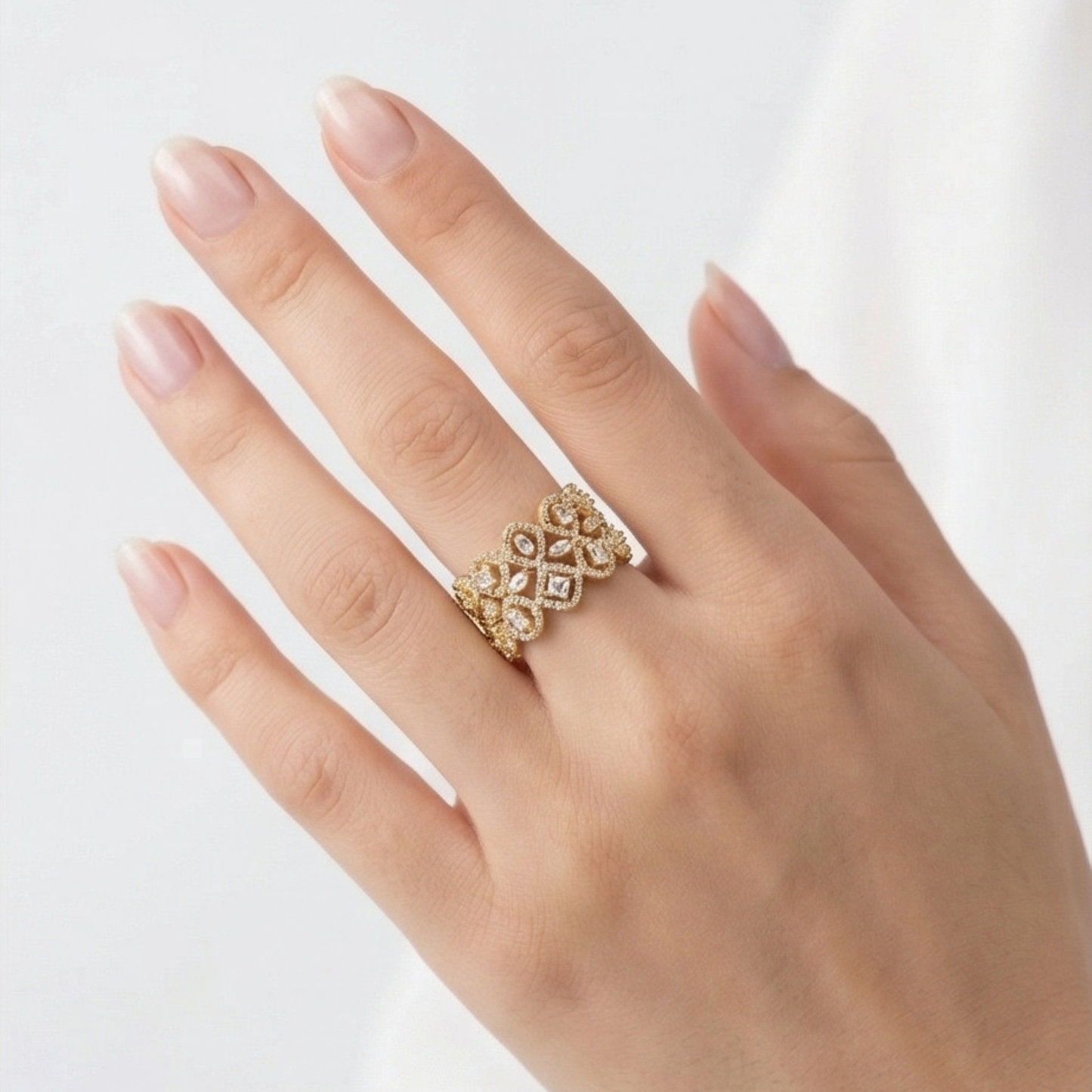 18K Gold-Plated Zircon Inlay ring