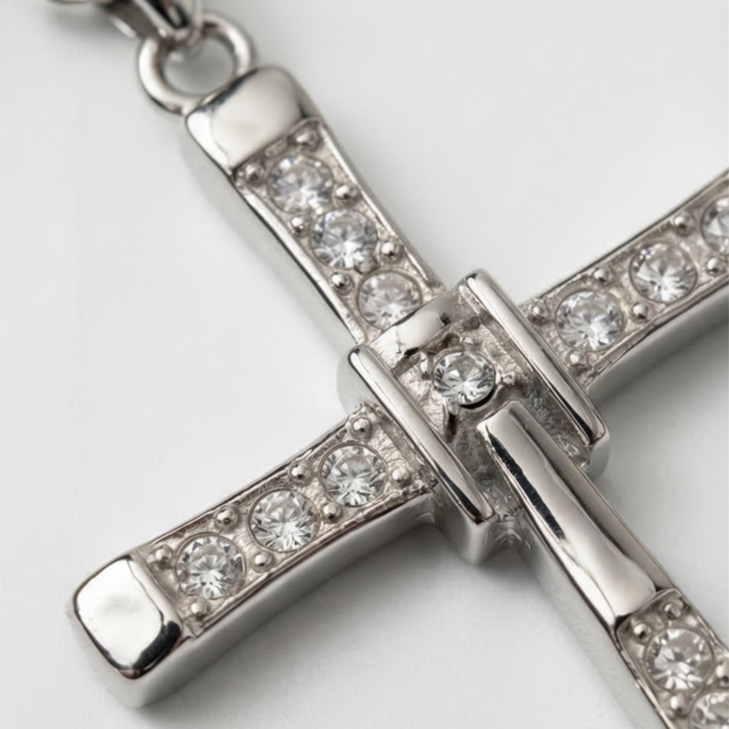 Sleek Stainless Steel Necklace with 18K Gold Plating and Cross Charm