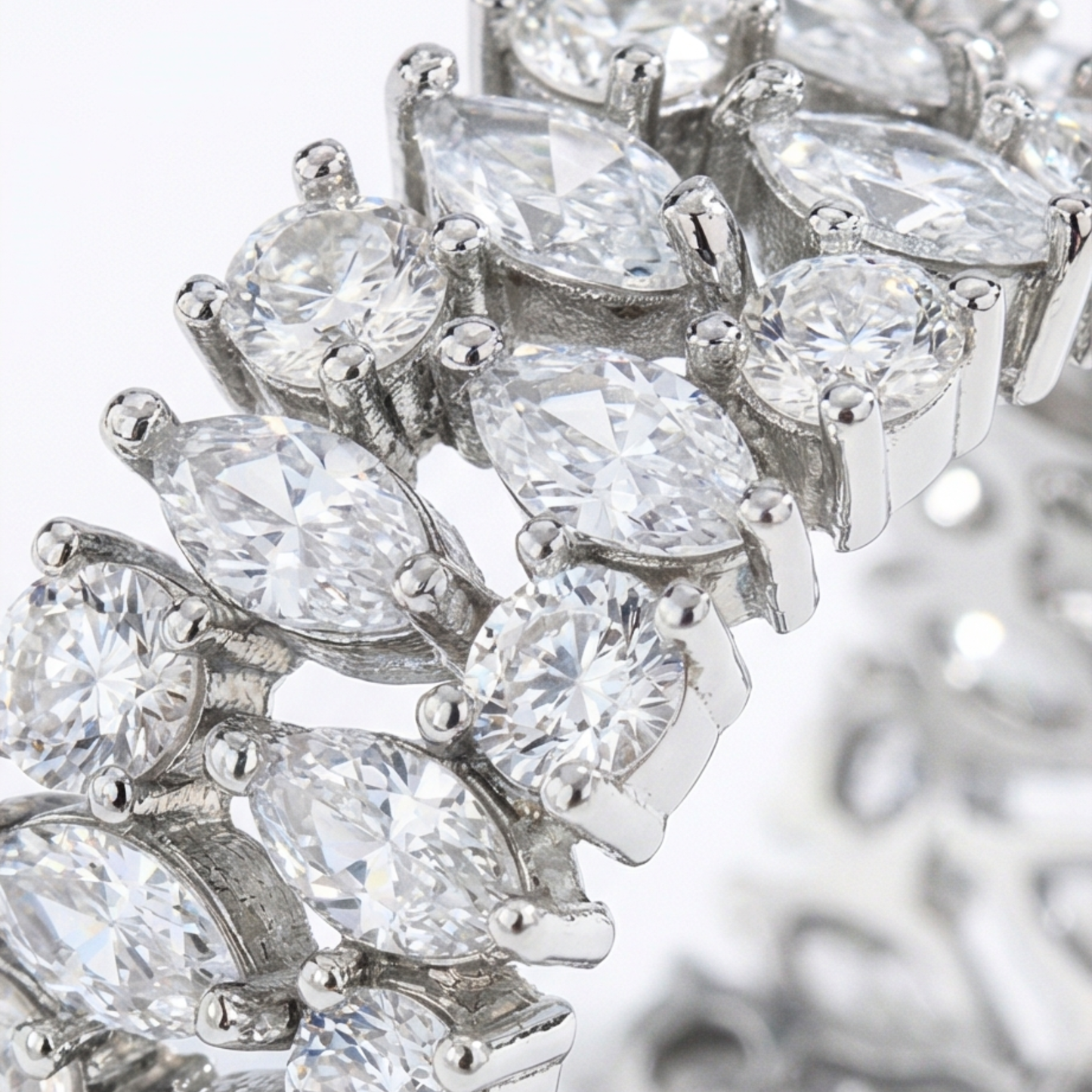 Silver plated-Synthetic Crystals Band Ring