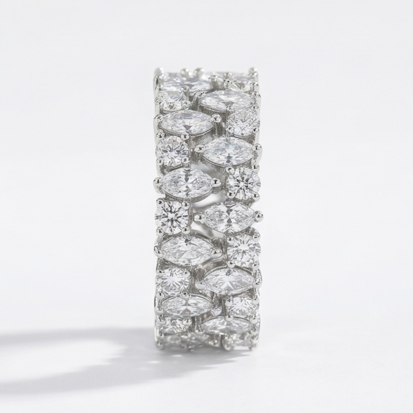 Silver plated-Synthetic Crystals Band Ring