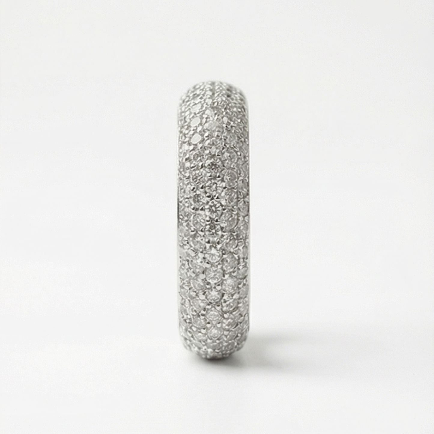 Silver plated copper ring, zircons inlay