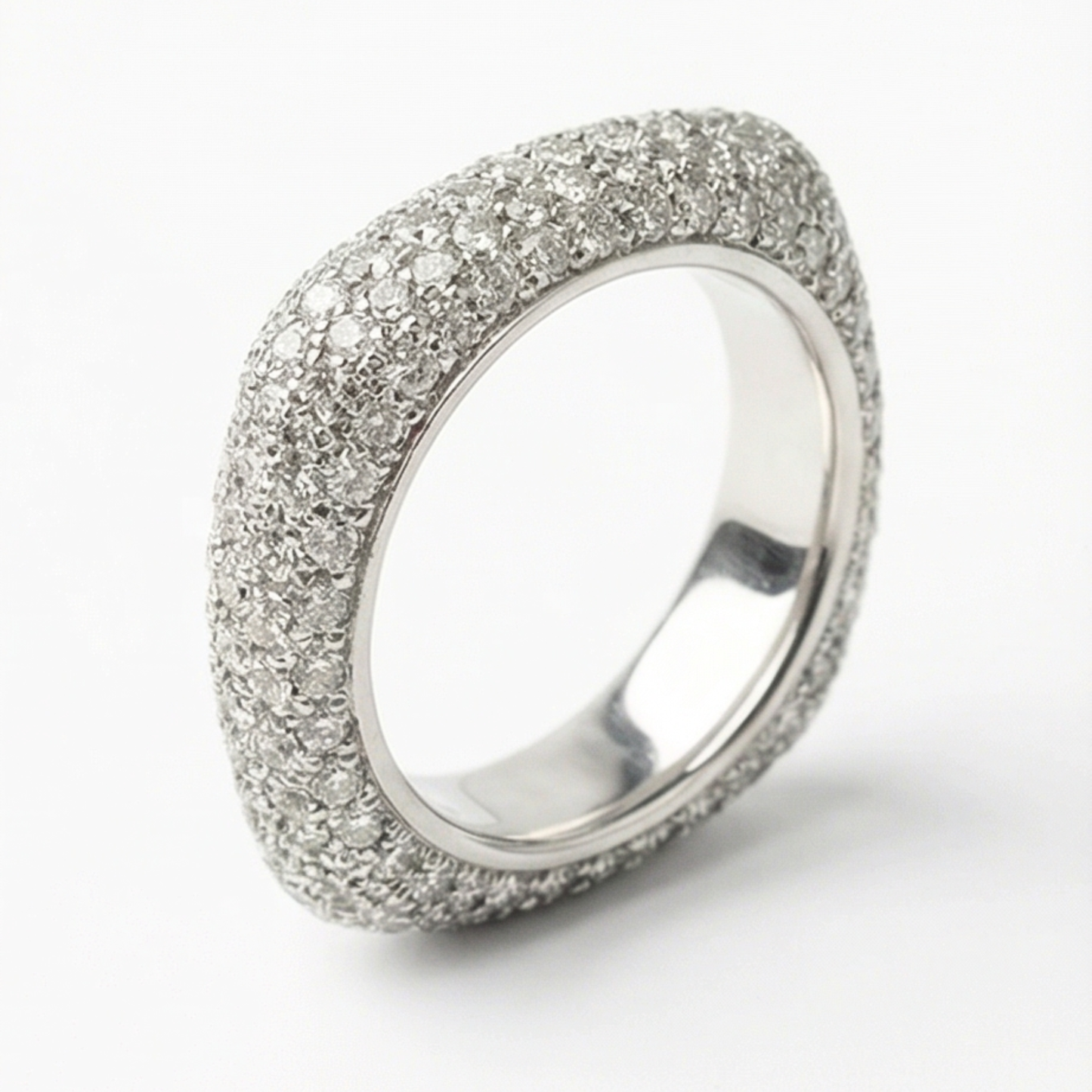 Silver plated copper ring, zircons inlay