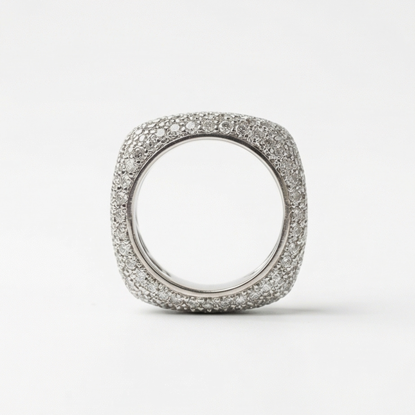 Silver plated copper ring, zircons inlay