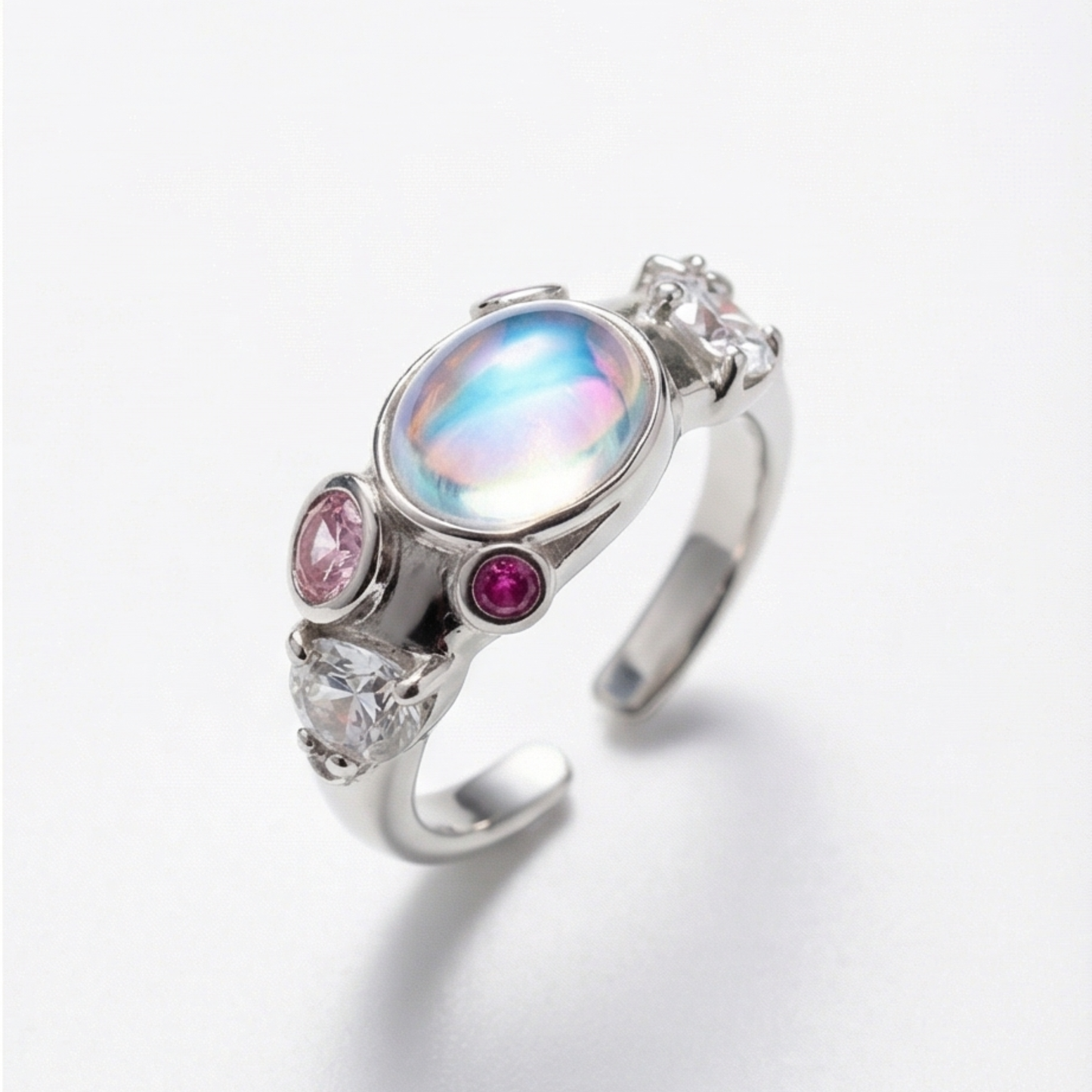 Fashionable Oval Zircon Inlay Open Ring