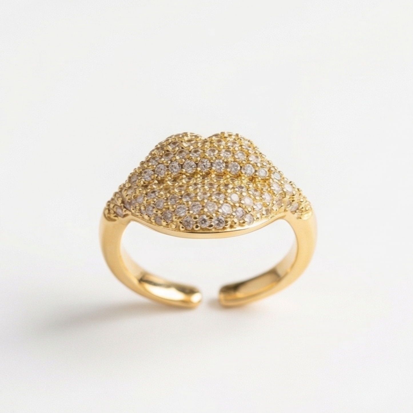 Open Gold-Plated Copper Lip-Shaped Ring