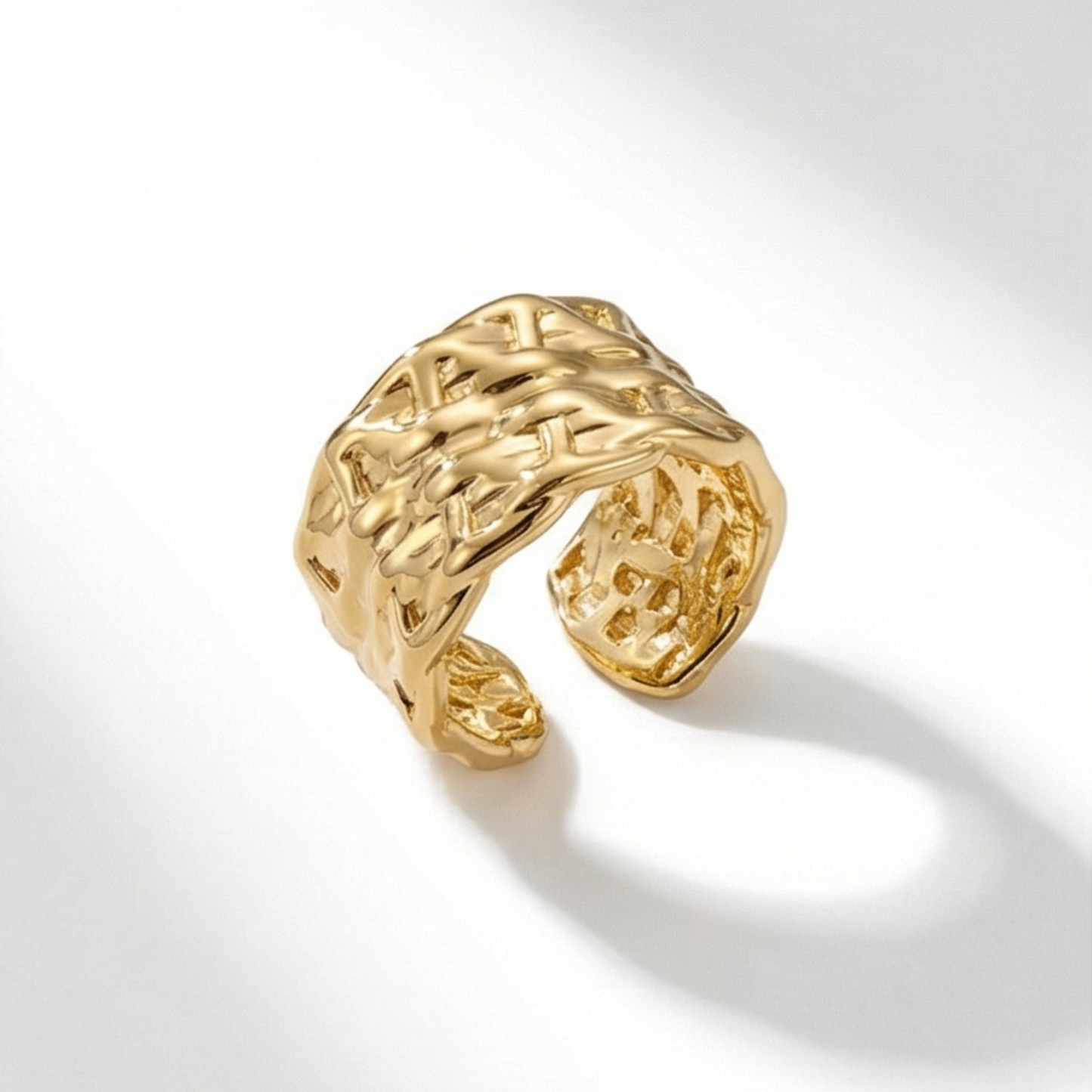 Adjustable-Gold-Plated Stainless Steel Open Ring
