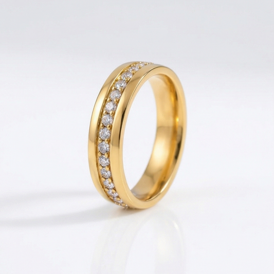 Gold-Plated Titanium Steel Band Ring