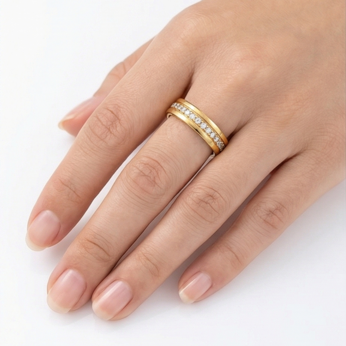 Gold-Plated Titanium Steel Band Ring