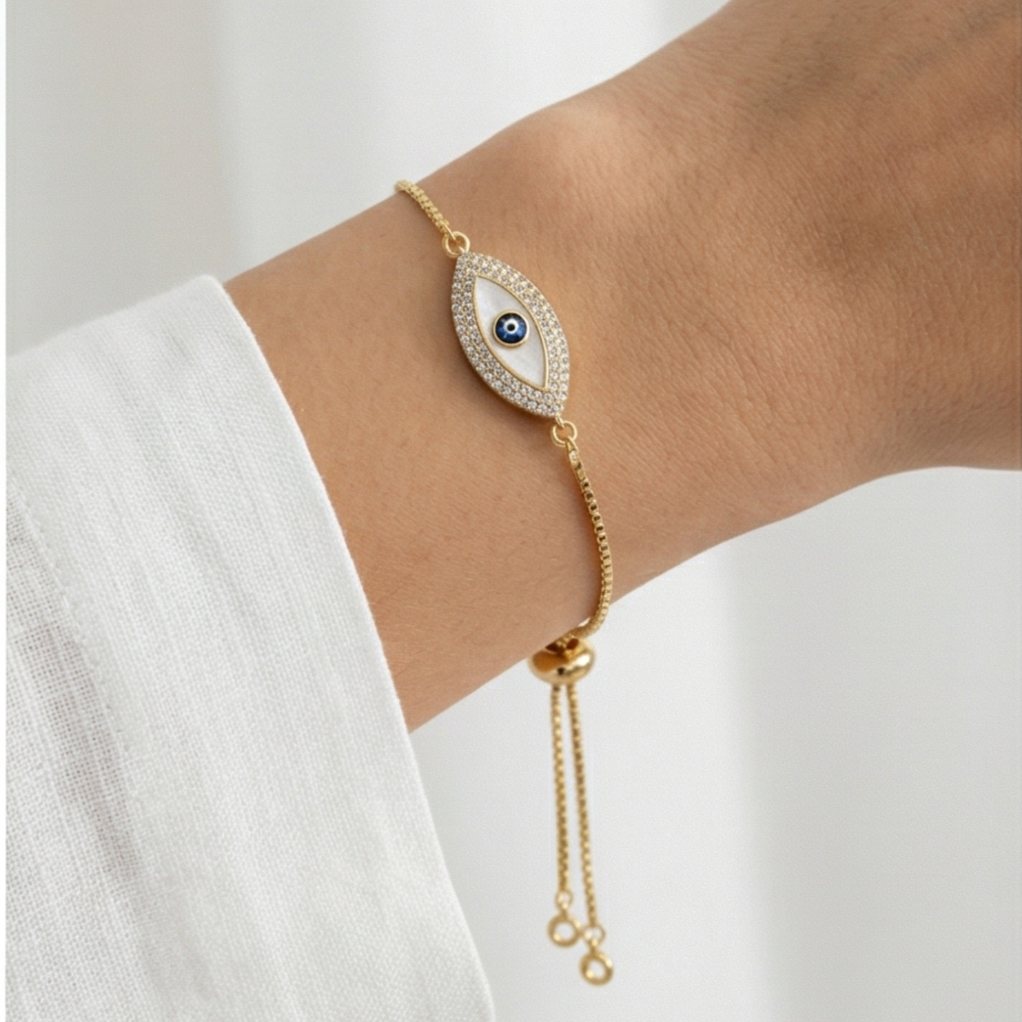 Chic Evil Eyes Zircon Charm Bracelet with Chain