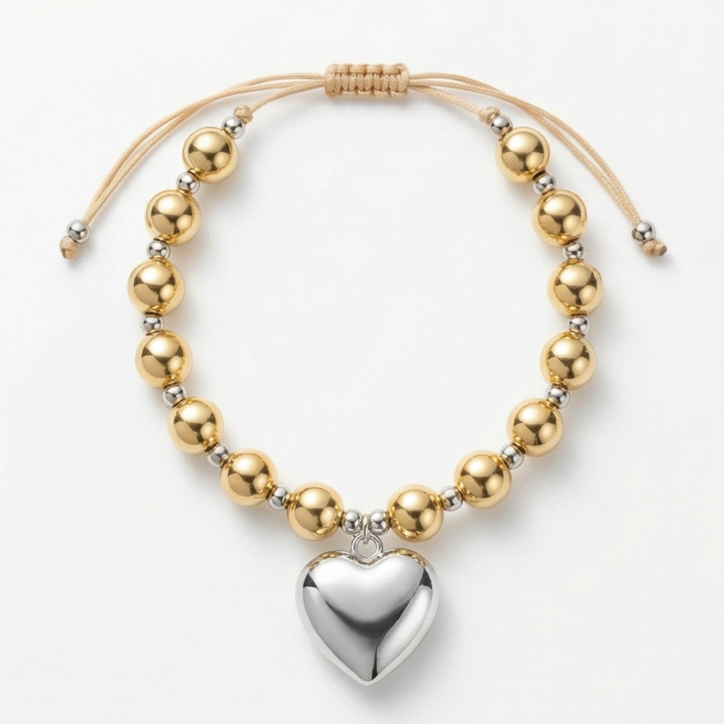 Titanium steel 18k Gold plated heart pendant bracelet