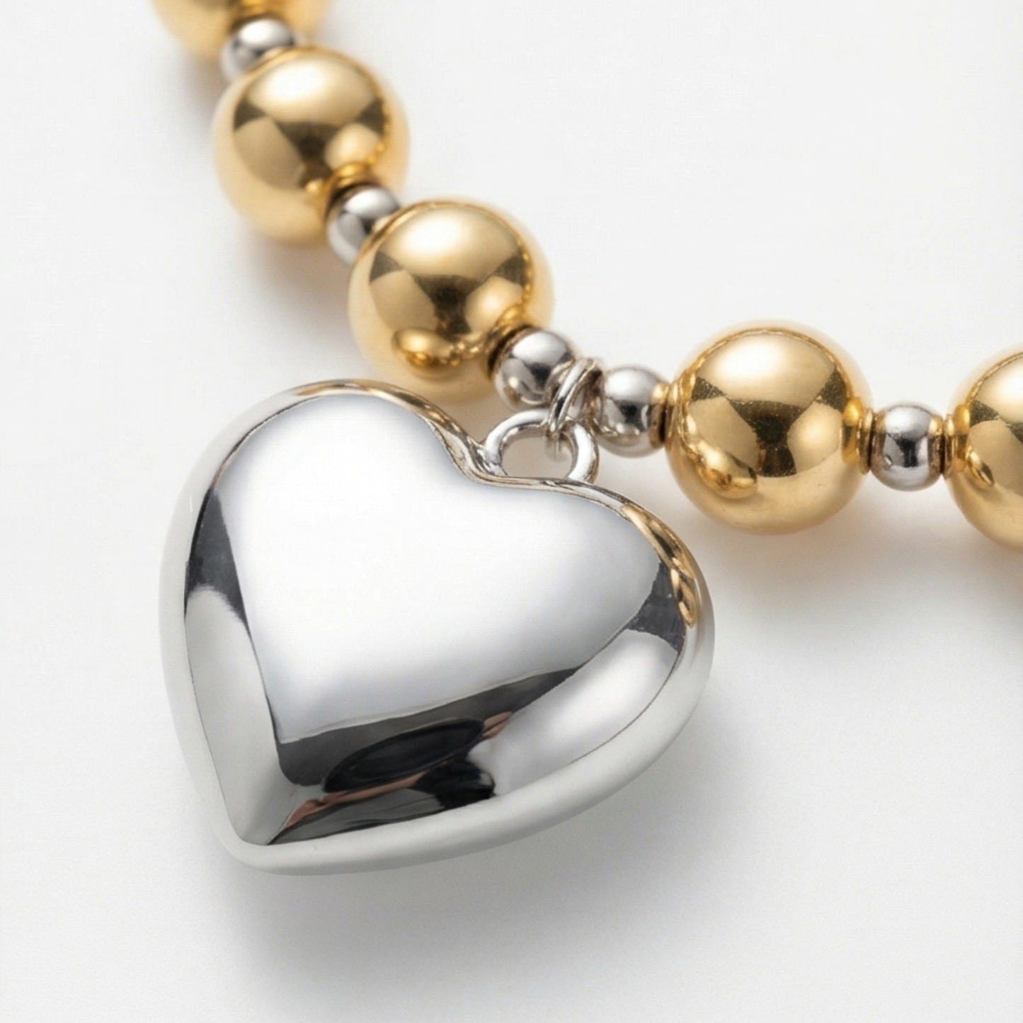 Titanium steel 18k Gold plated heart pendant bracelet
