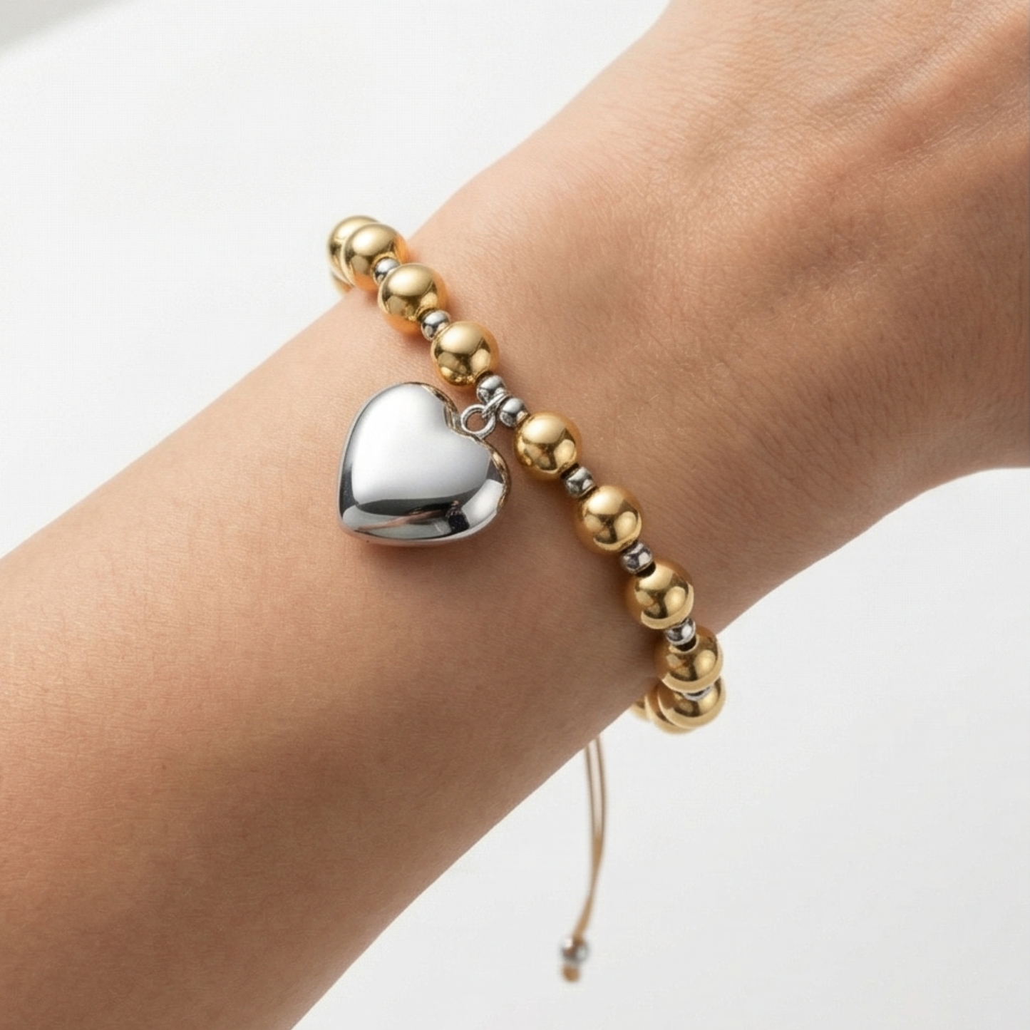 Titanium steel 18k Gold plated heart pendant bracelet