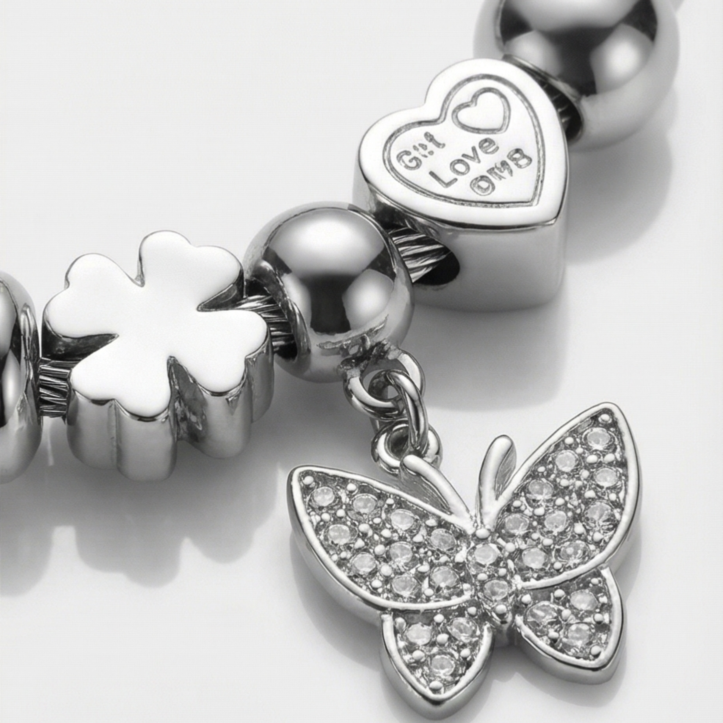 Stainless Steel Bangle with Hanging Butterfly Pendant