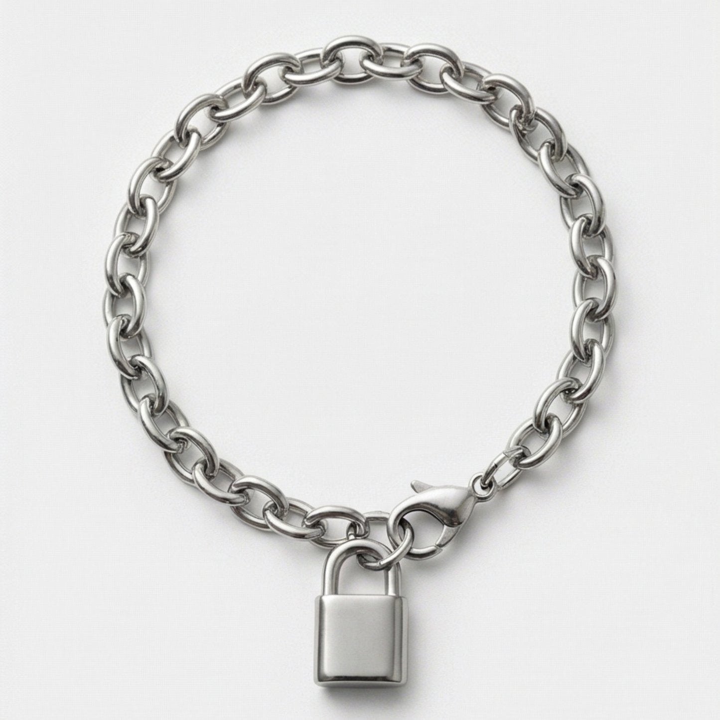Trendy Lock Charm Link Bracelet - Stainless Steel- Plating