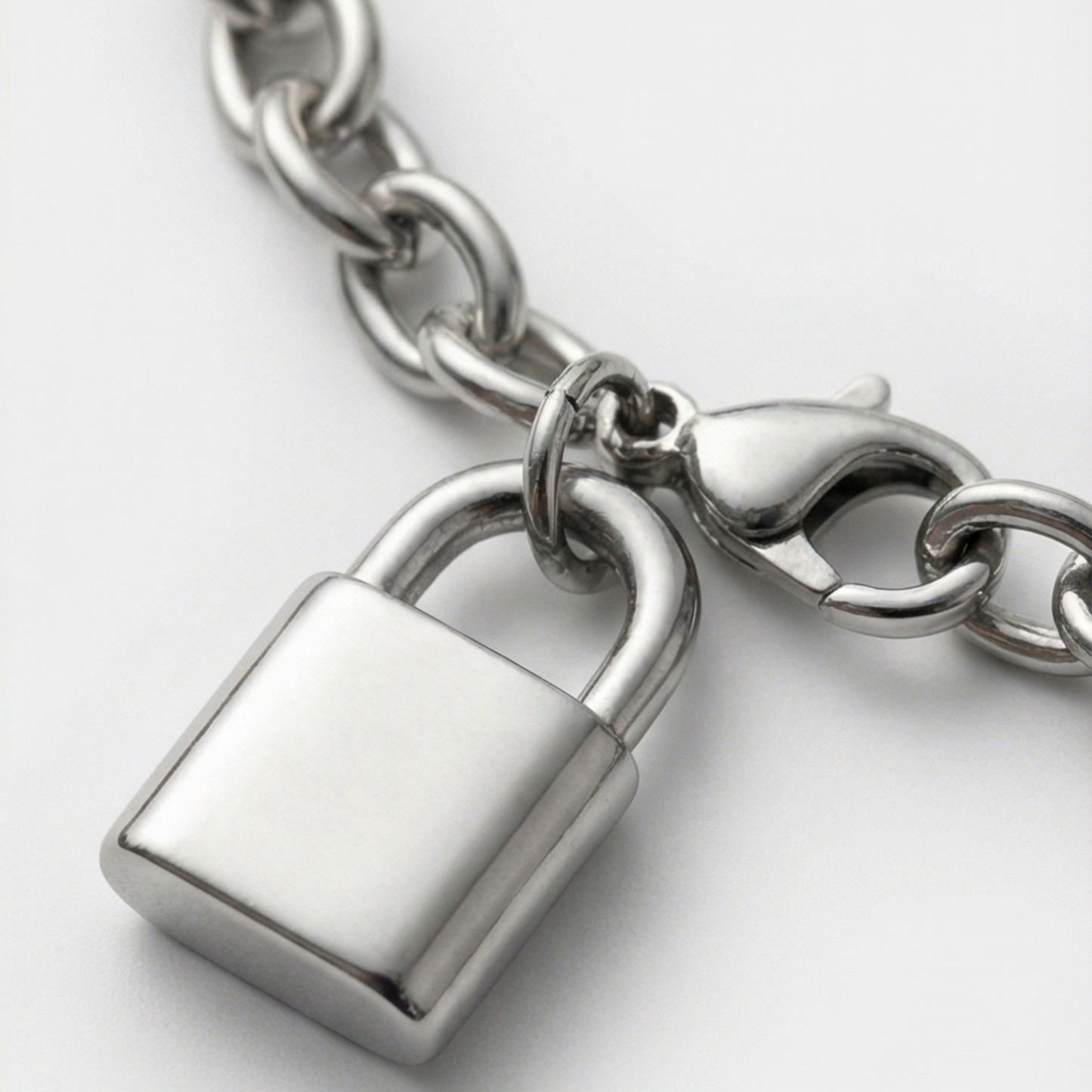 Trendy Lock Charm Link Bracelet - Stainless Steel- Plating