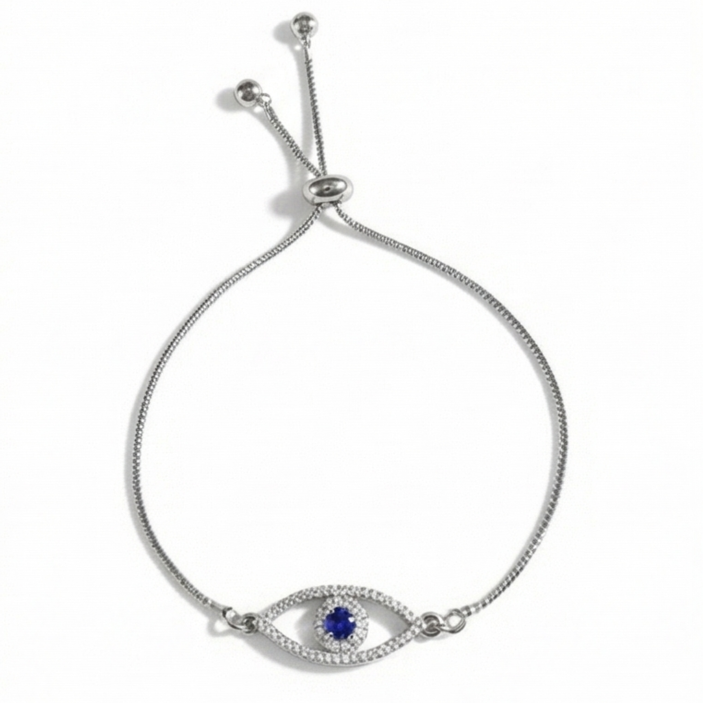 Evil Eyes Bracelet in 18k Gold-Plated Copper with Silver Finish