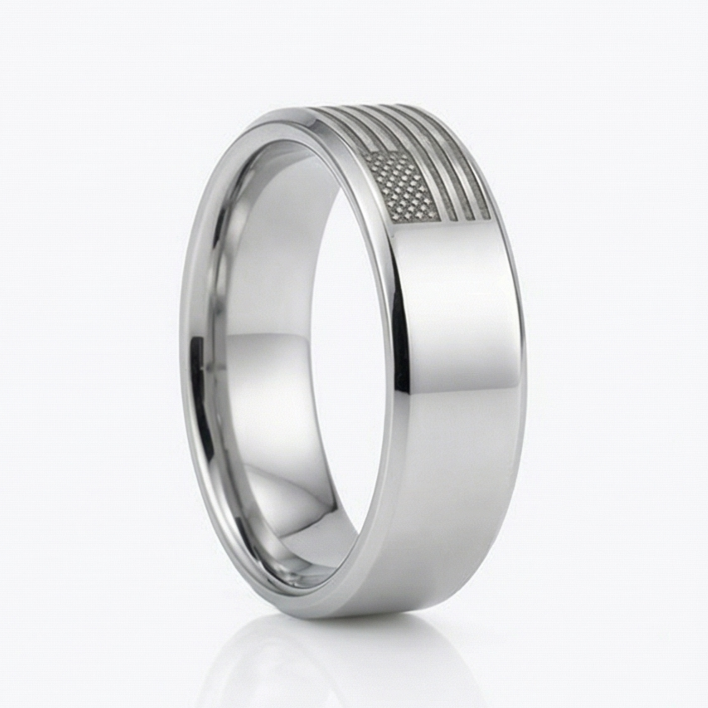Stainless Steel Band Ring with USA Flag Print
