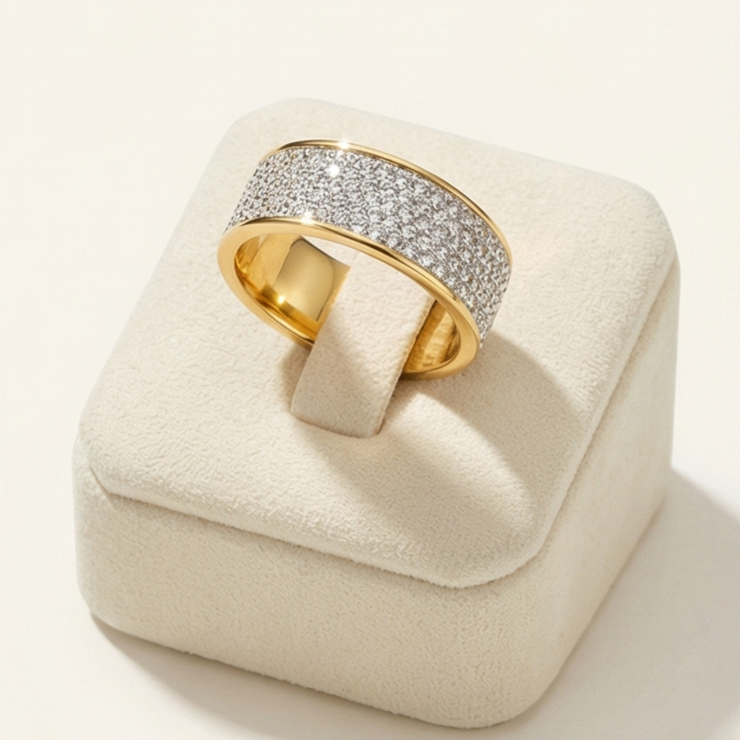 Men's Gold-Plated Stainless Steel Crystal Ring
