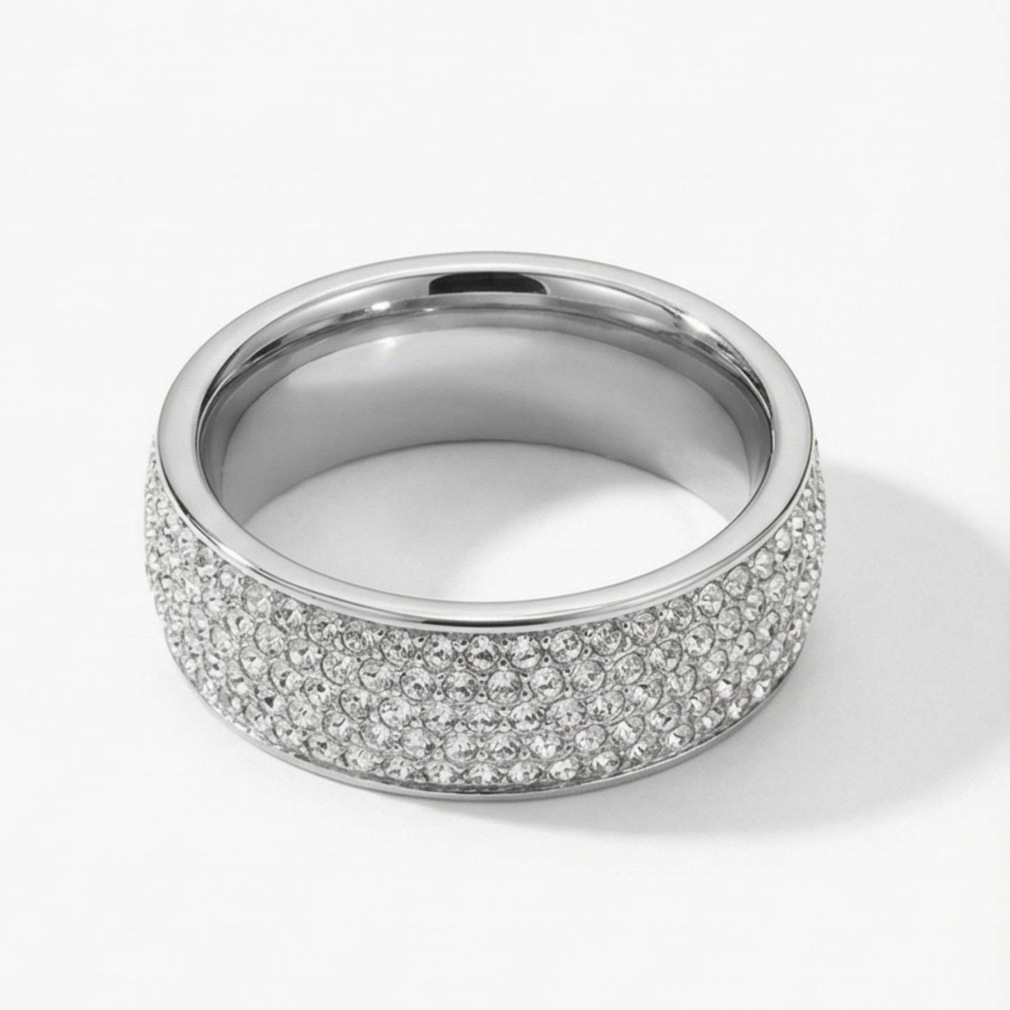 Men's Gold-Plated Stainless Steel Crystal Ring