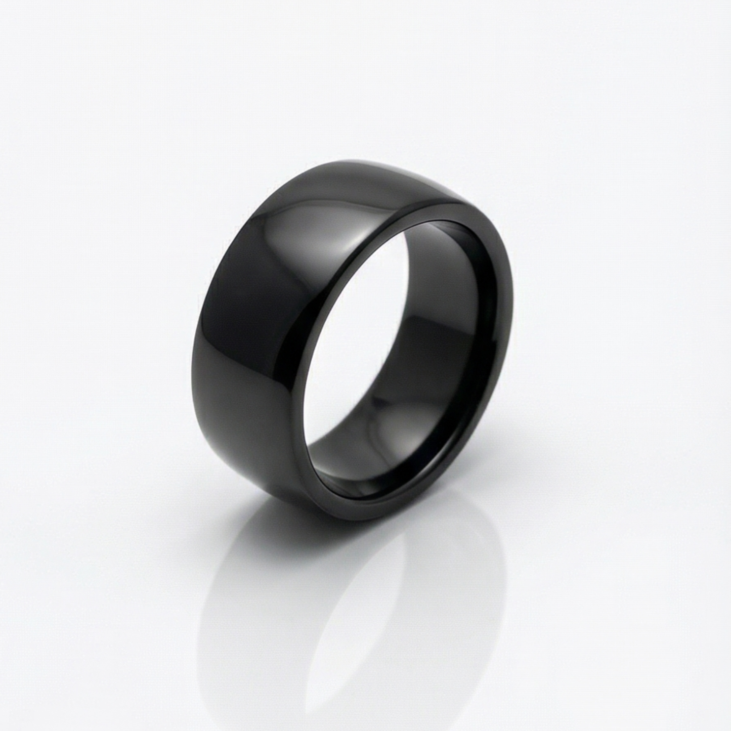 Wide Band Black Stainless Steel Men's Ring
