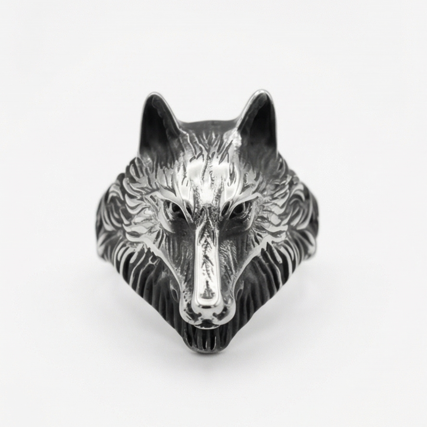 Retro Urban Stainless Steel Wolf Ring for Men