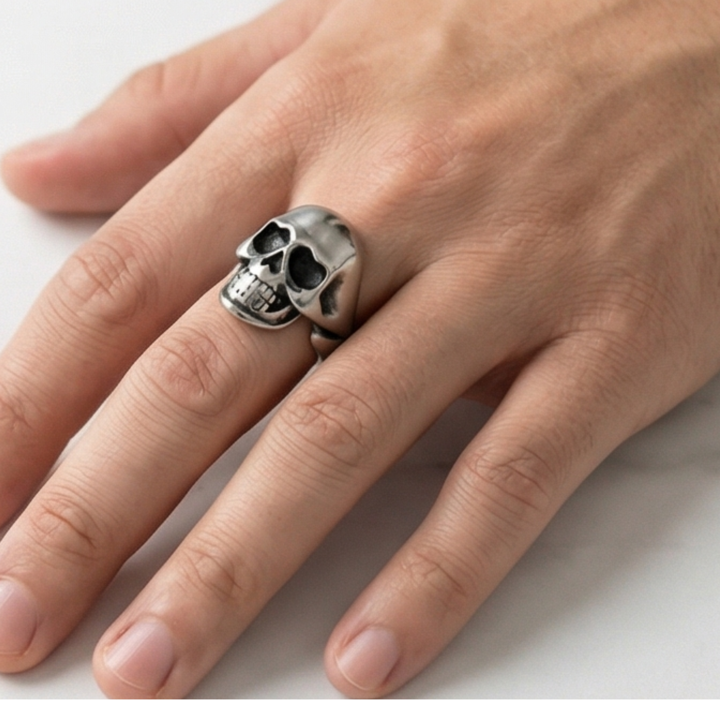 Men's stainless steel skull ring