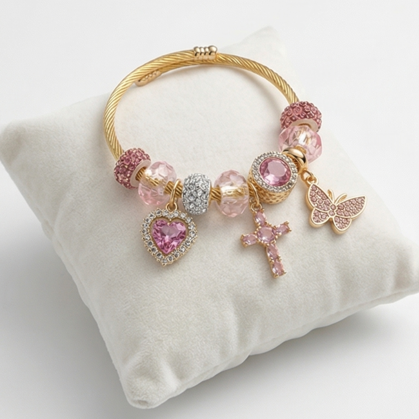 Gold-Plated Stainless Steel Charm Bracelet