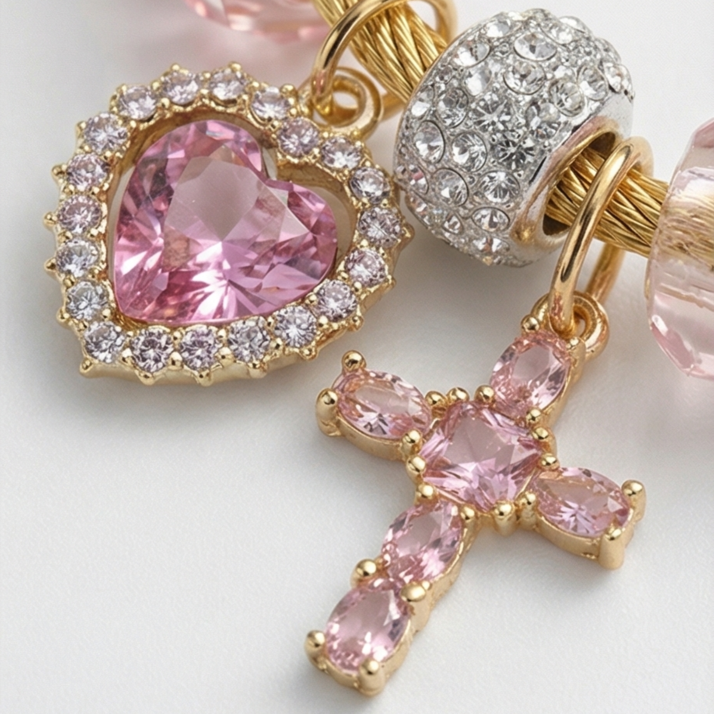 Gold-Plated Stainless Steel Charm Bracelet