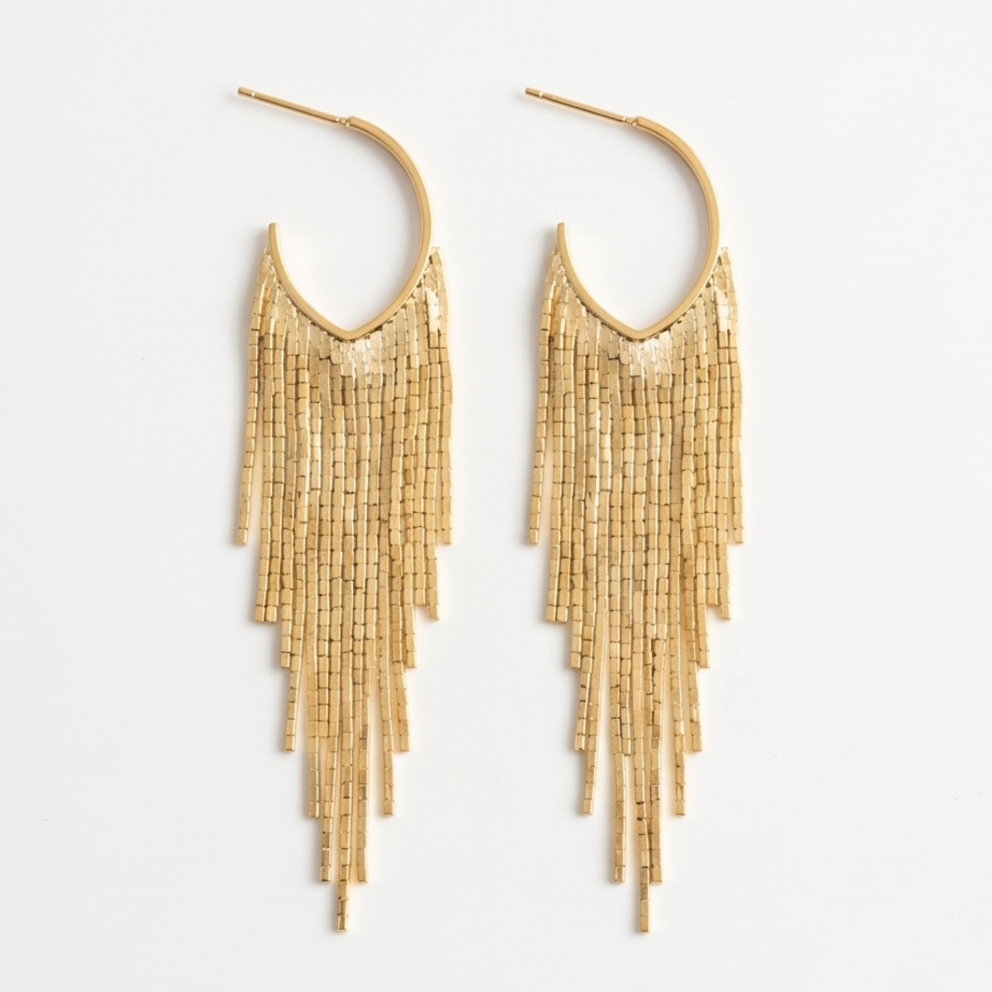 Long earrings plated in 18k gold, copper