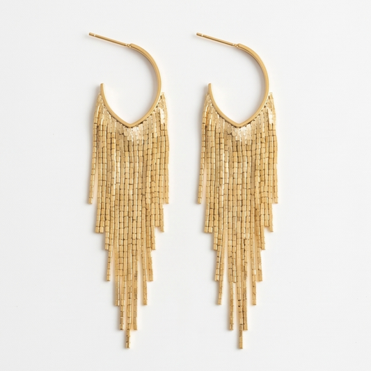 Long earrings plated in 18k gold, copper