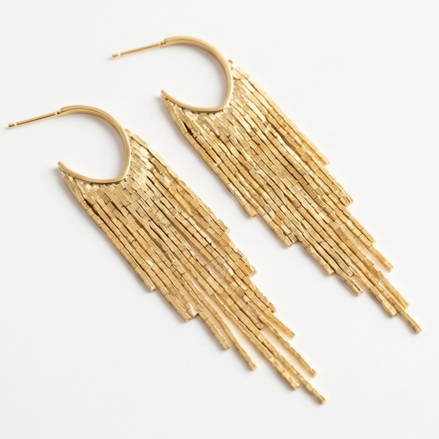 Long earrings plated in 18k gold, copper