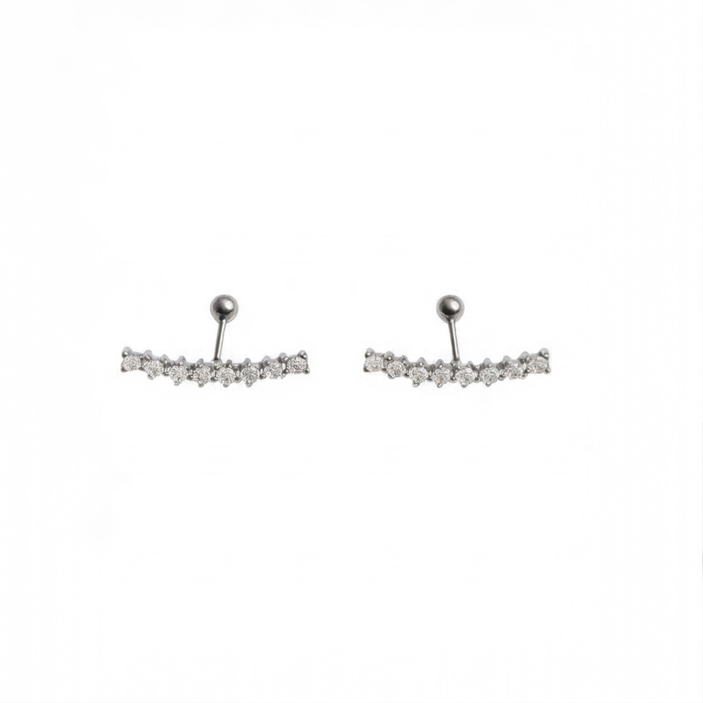Silver Plated Ear Stud Earrings with Imitation Crystals