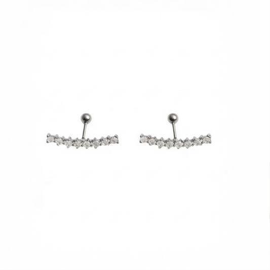 Silver Plated Ear Stud Earrings with Imitation Crystals