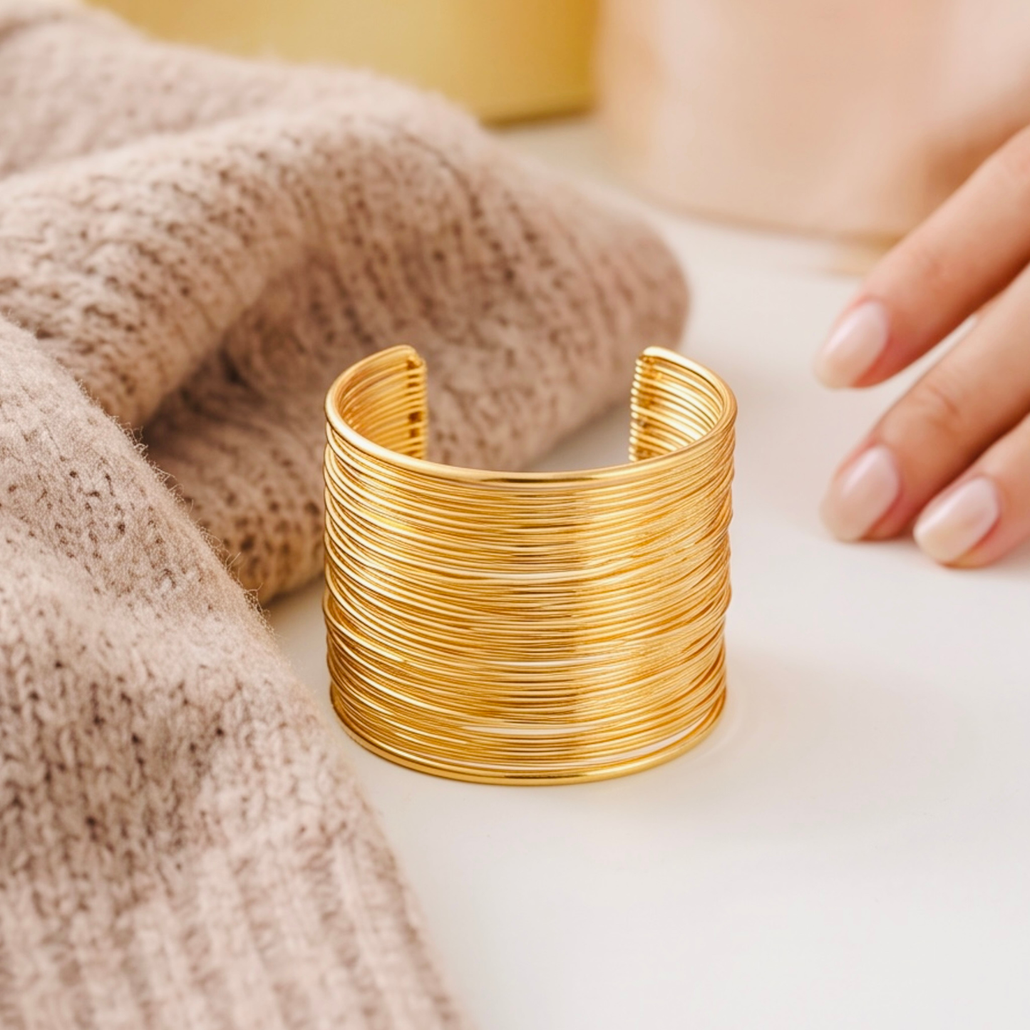 Gold Plated Open Bangle Bracelet