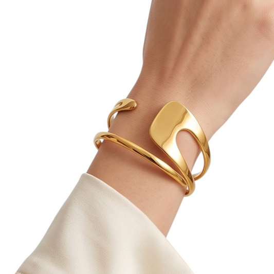 Crossover Cuff Bangle 18k Gold plated- stainless steel