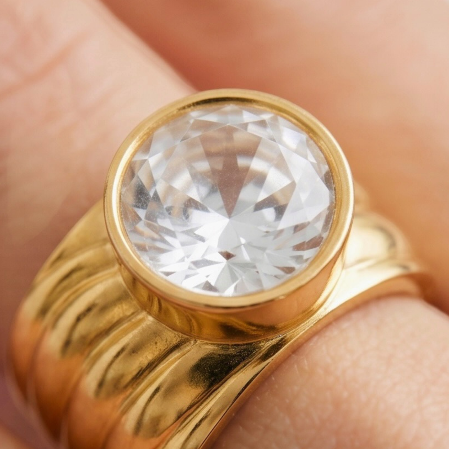 Stainless steel-18k gold plated Open Ring