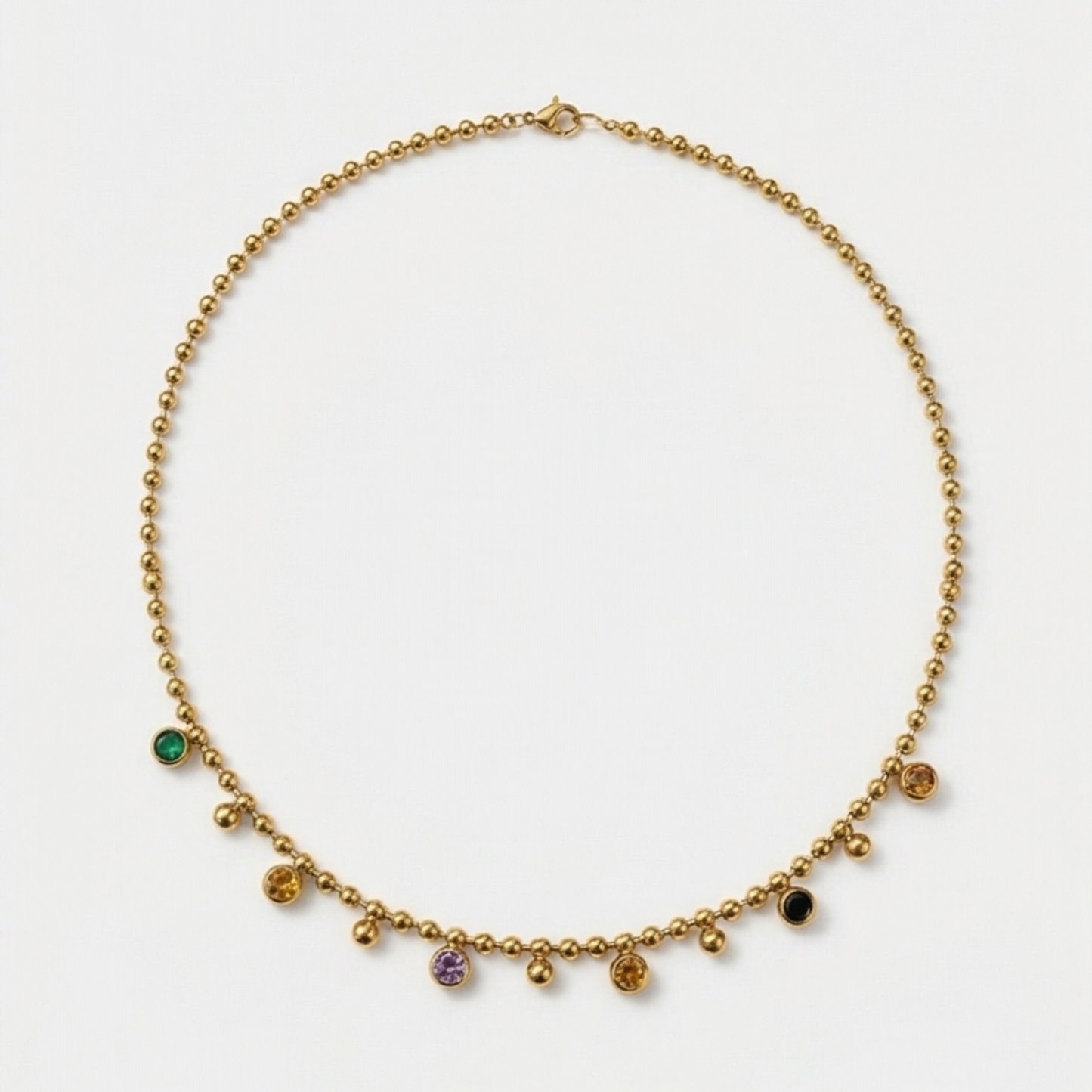 Stainless steel 18k Gold Plated with Imitation Stone Charm necklace