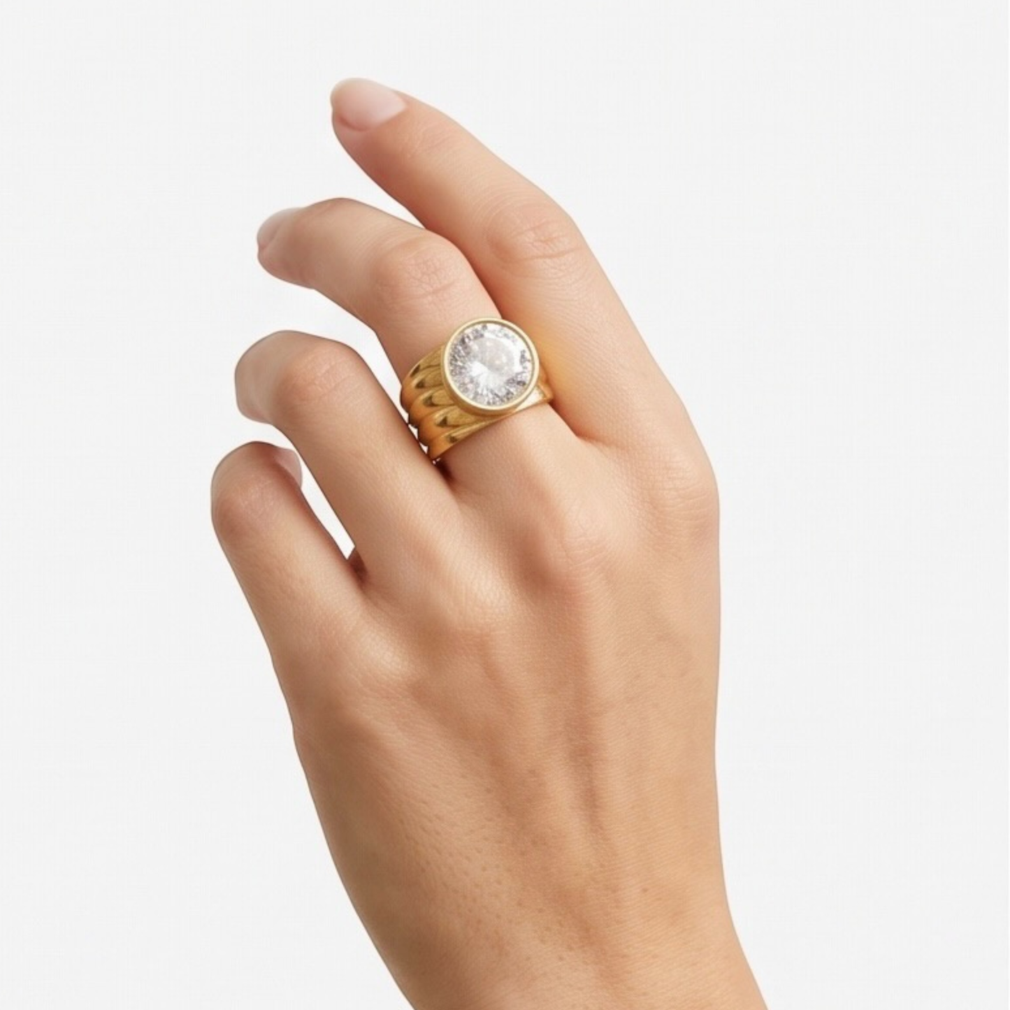 Stainless steel-18k gold plated Open Ring