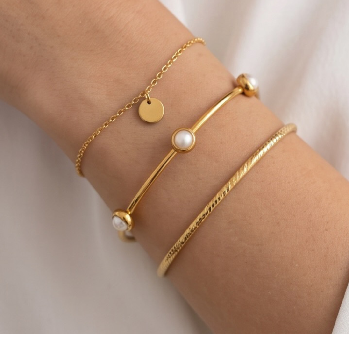 18K Gold Plated-Stainless steel Bangle Bracelet
