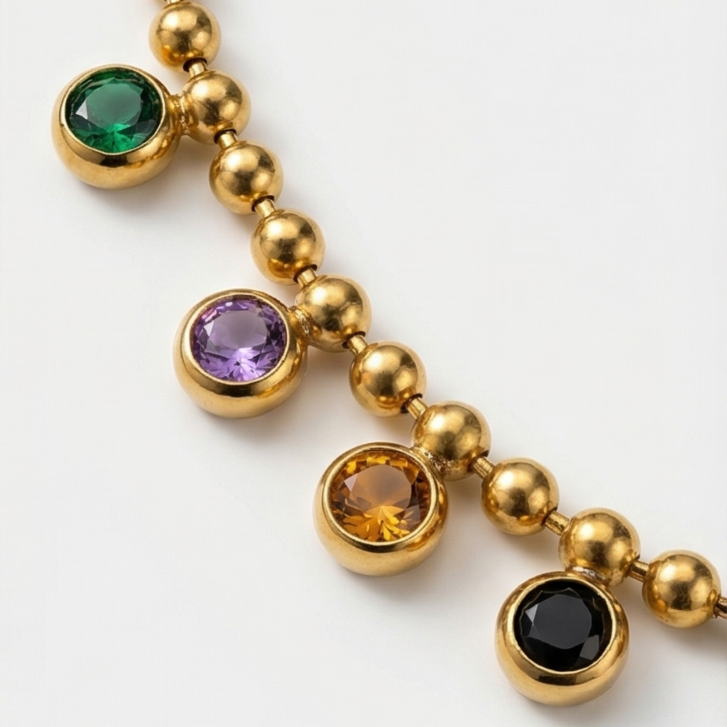Stainless steel 18k Gold Plated with Imitation Stone Charm necklace