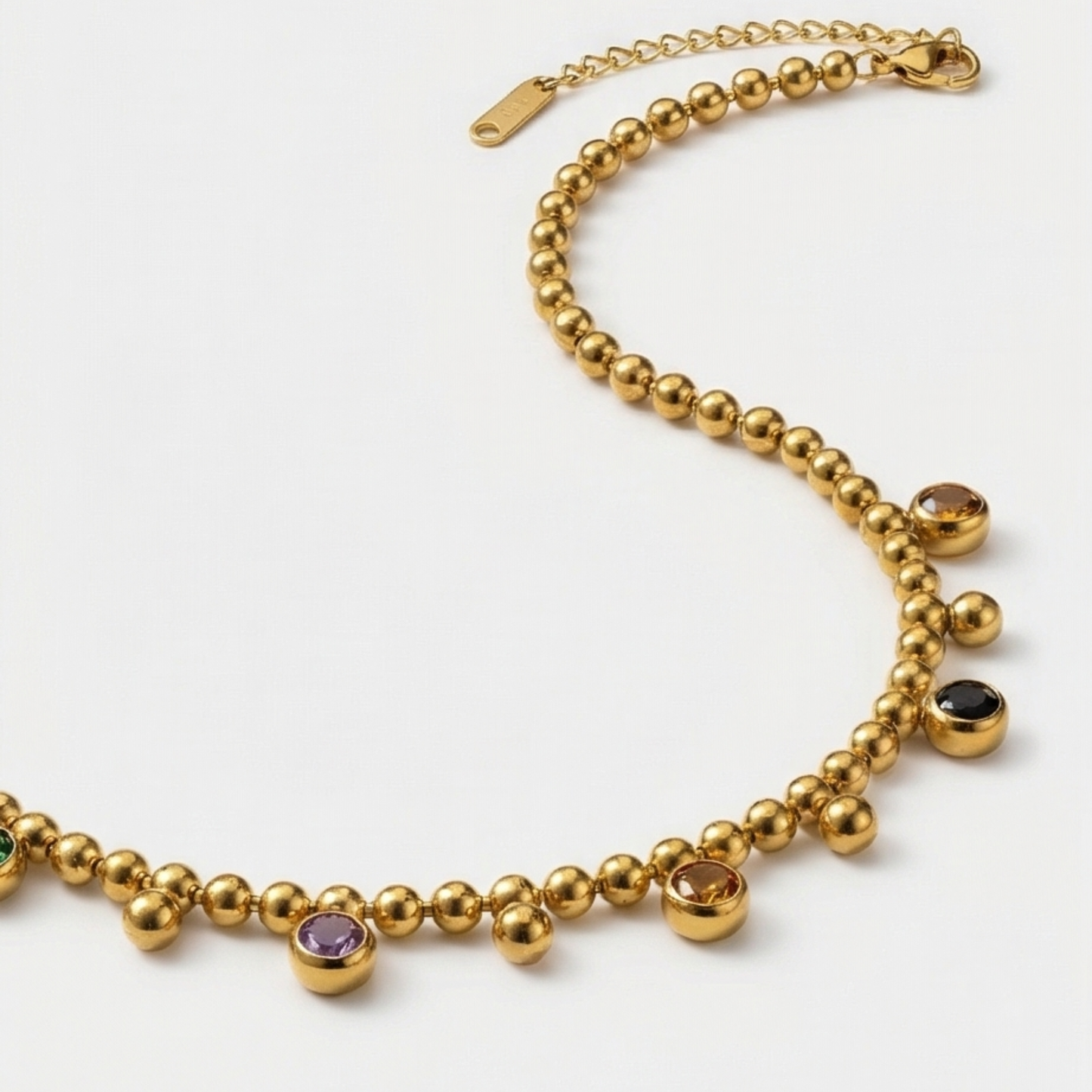 Stainless steel 18k Gold Plated with Imitation Stone Charm necklace