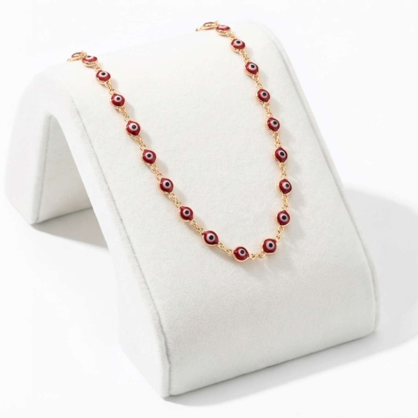Gold-Plated Stainless Steel Red Evil Eye Necklace