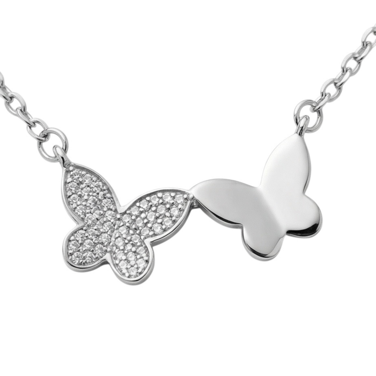 .925 Sterling Silver Butterfly Chain Necklace