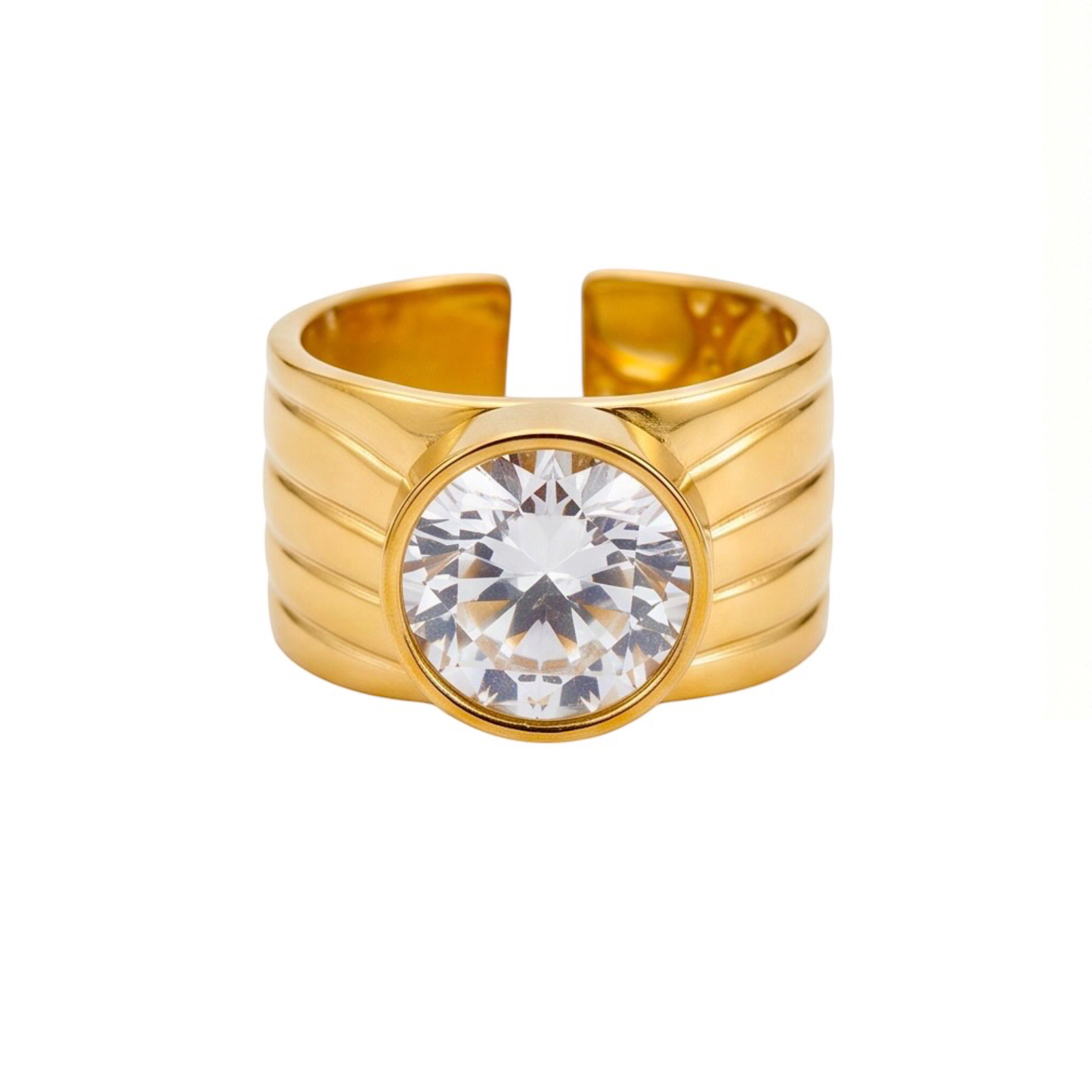 Stainless steel-18k gold plated Open Ring