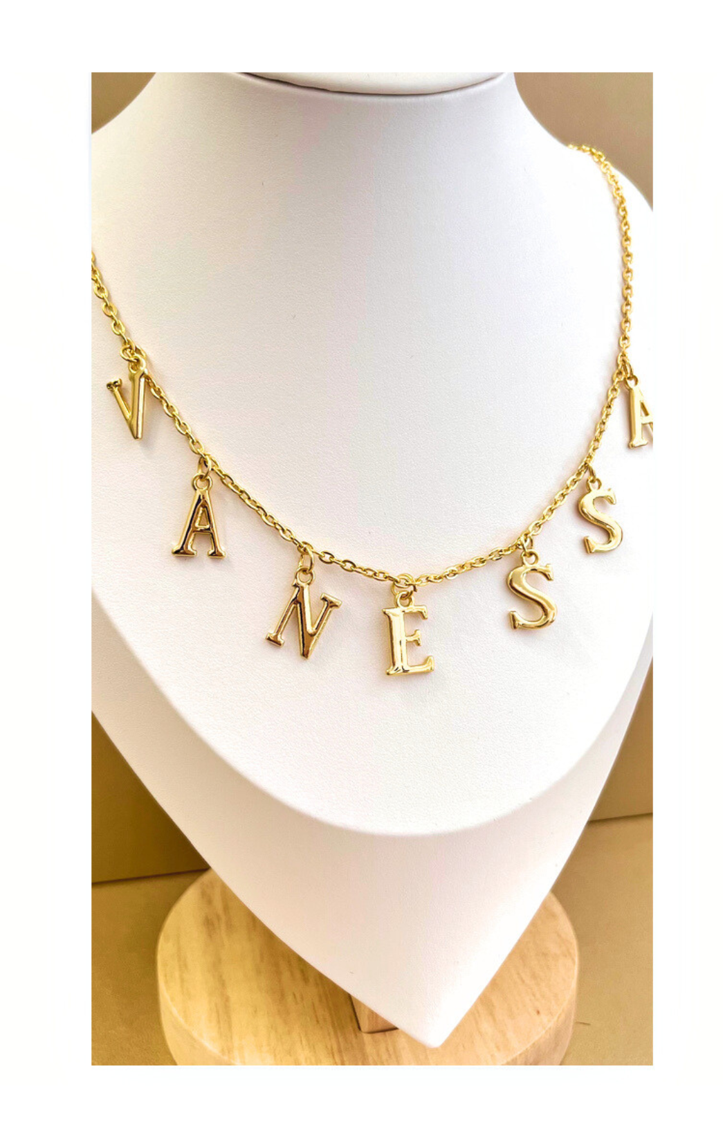 Customizable 10K Gold-Plated Letter Pendant Chains