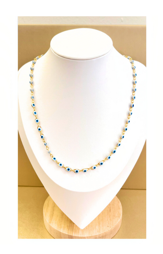 Blue-stainless steel Evil Eye Necklace