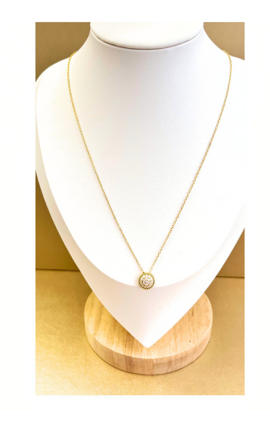 Round Sterling Silver Zircon Pendant Necklace